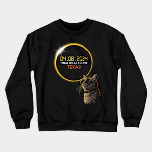 Texas Solar Eclipse 2024 Cat ing Solar Eclipse Crewneck Sweatshirt